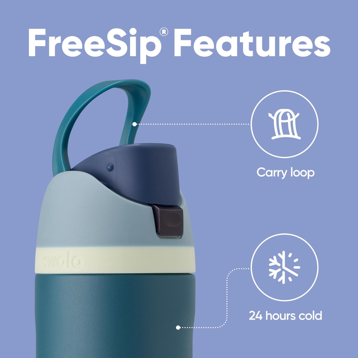 Owala FreeSip Insulated Stainless Steel Water Bottle, 710ml, Denim