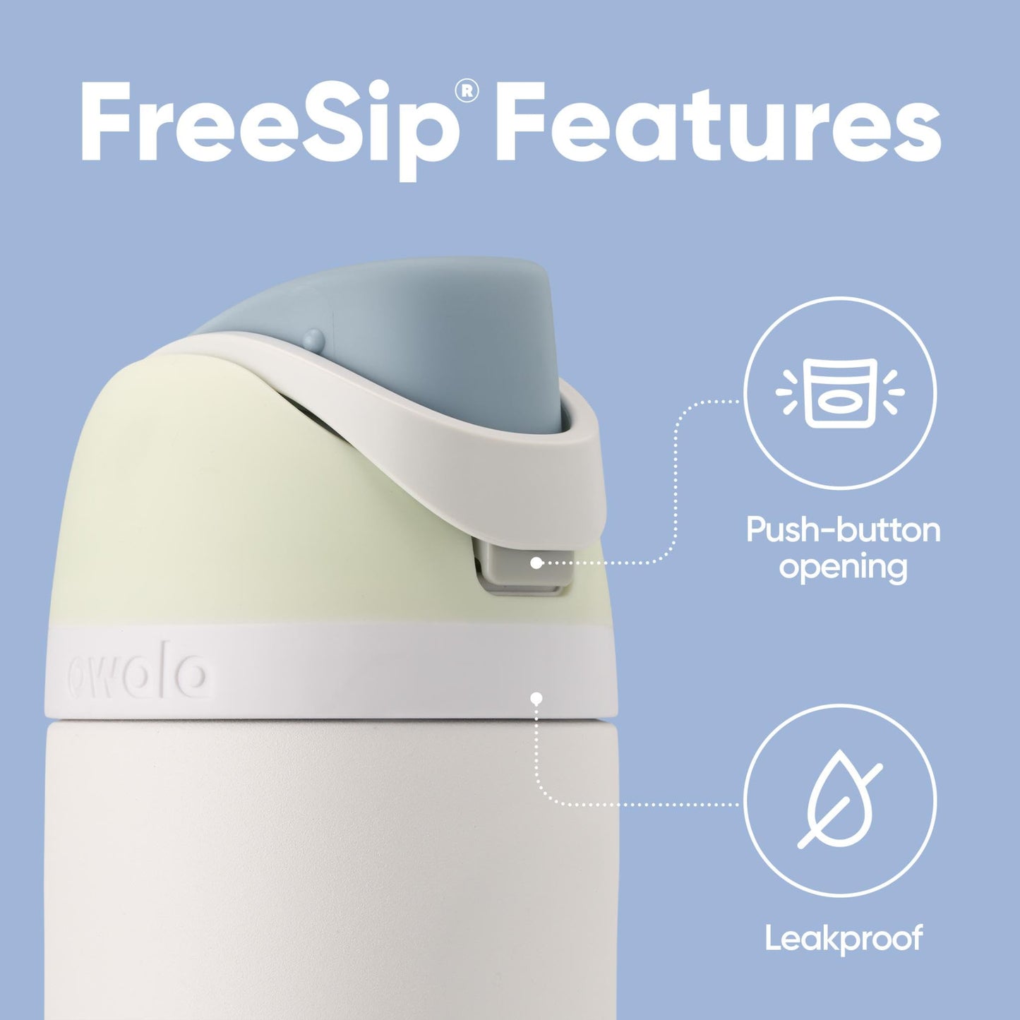 Owala FreeSip Insulated Stainless Steel Water Bottle, 710ml, Iced Breeze