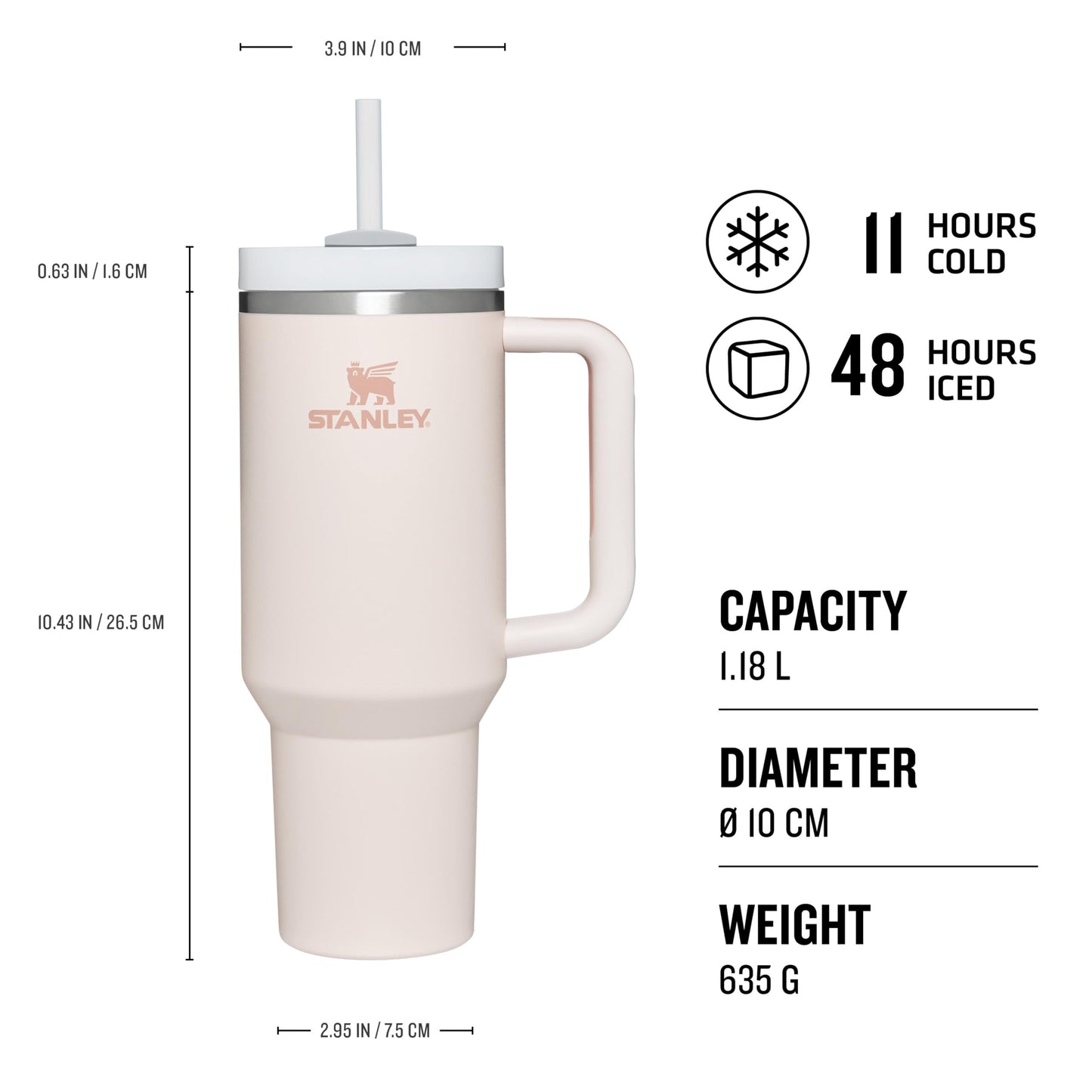Stanley Quencher H2.0 Flowstate Tumbler 1.2L - Rose Quartz