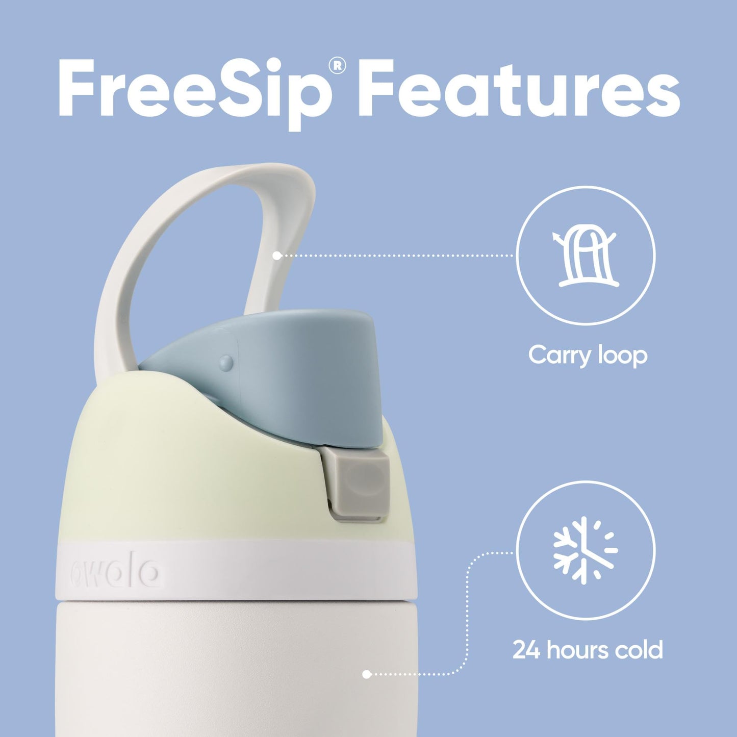 Owala FreeSip Insulated Stainless Steel Water Bottle, 710ml, Iced Breeze