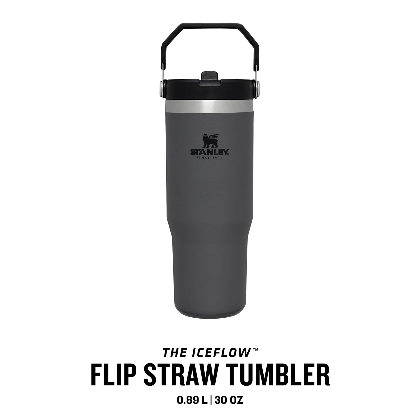 Stanley Flip Straw Tumbler 1.0 Water Bottle With Straw 0.89L - Charcoal