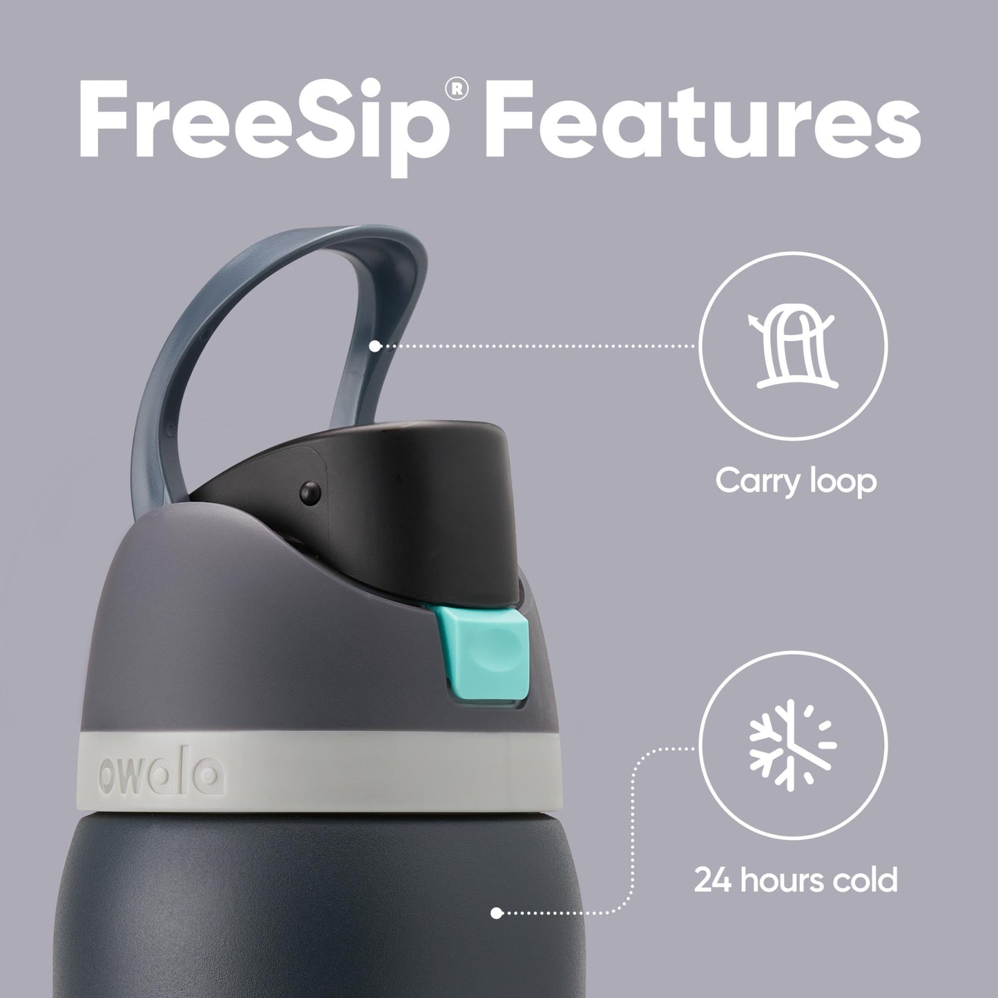 Owala FreeSip Insulated Stainless Steel Water Bottle, 945ml, Foggy Tide