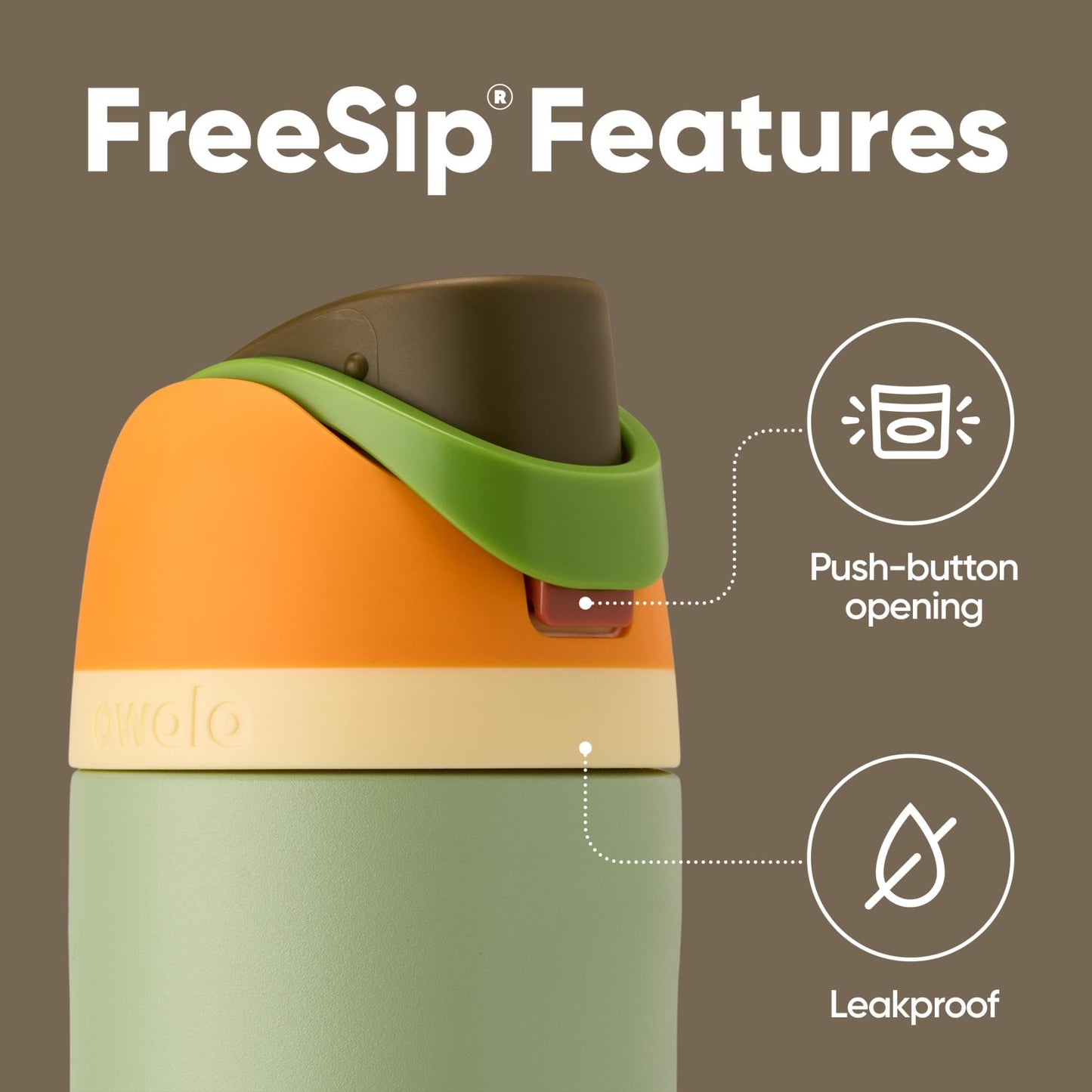 Owala FreeSip Insulated Stainless Steel Water Bottle, 710ml, Camo Cool