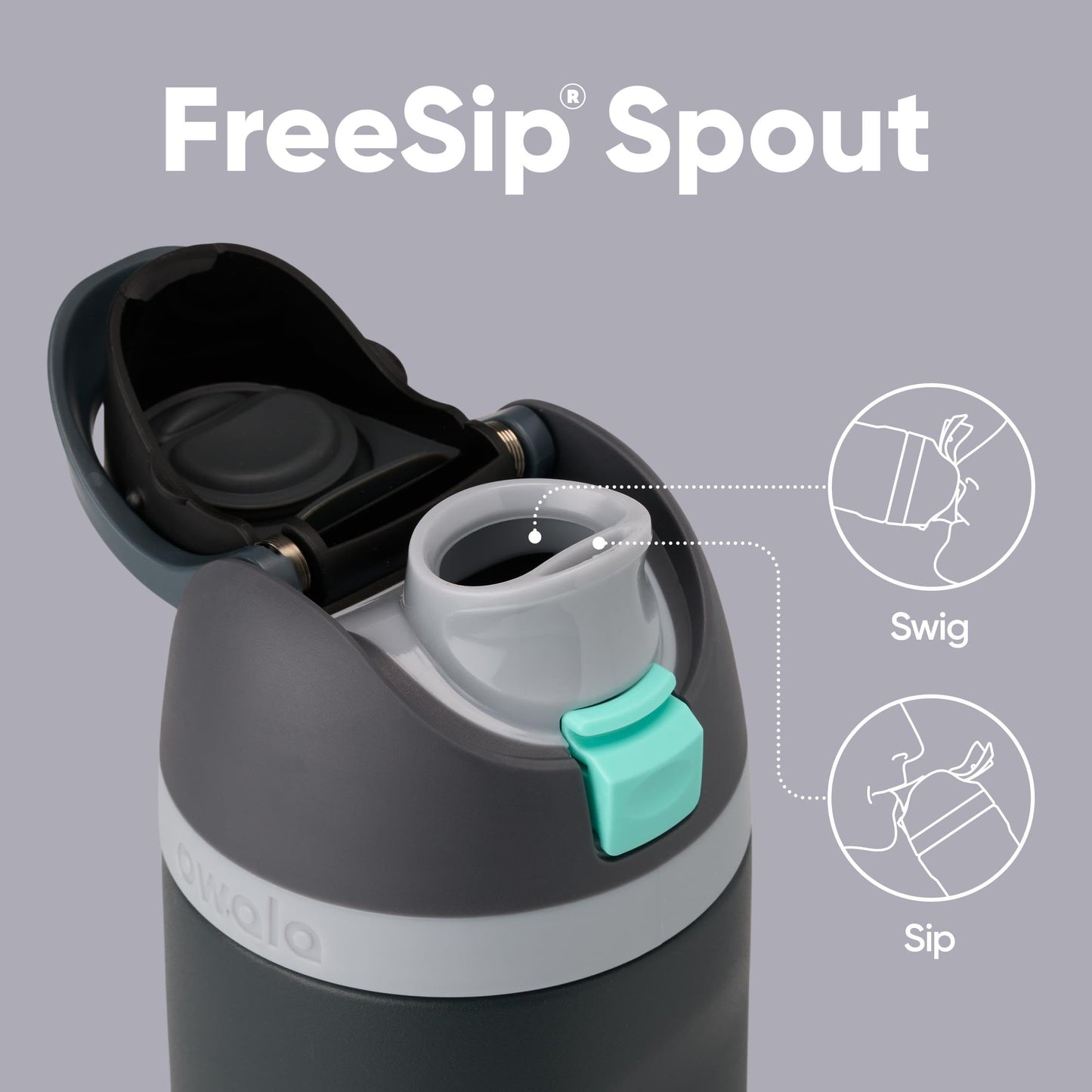 Owala FreeSip Insulated Stainless Steel Water Bottle, 710ml, Foggy Tide