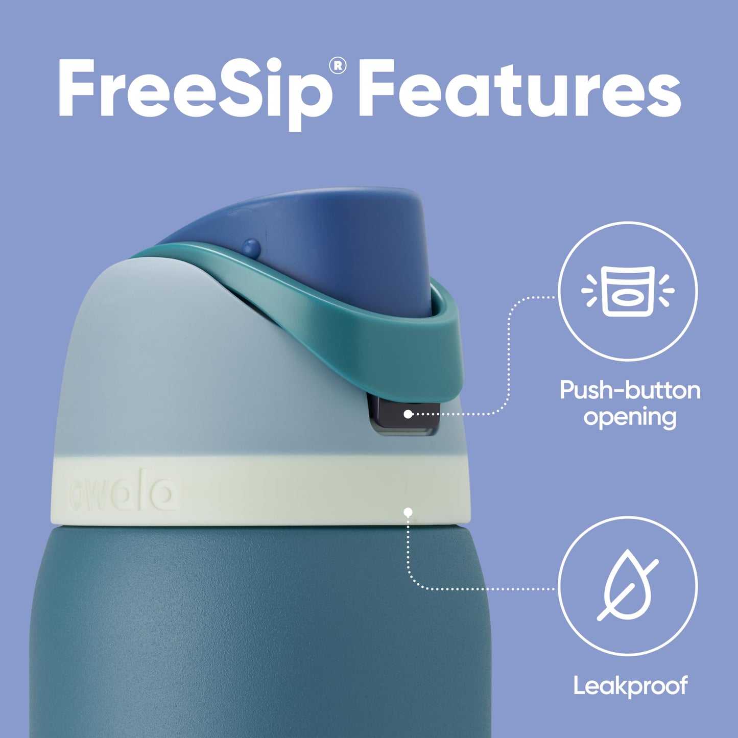 Owala FreeSip Insulated Stainless Steel Water Bottle, 945ml, Denim