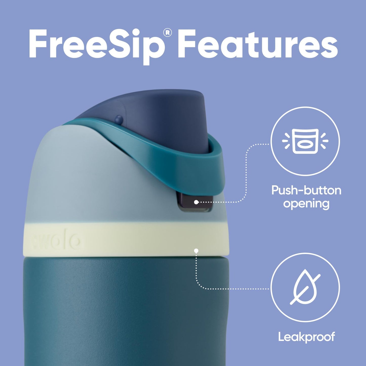 Owala FreeSip Insulated Stainless Steel Water Bottle, 710ml, Denim