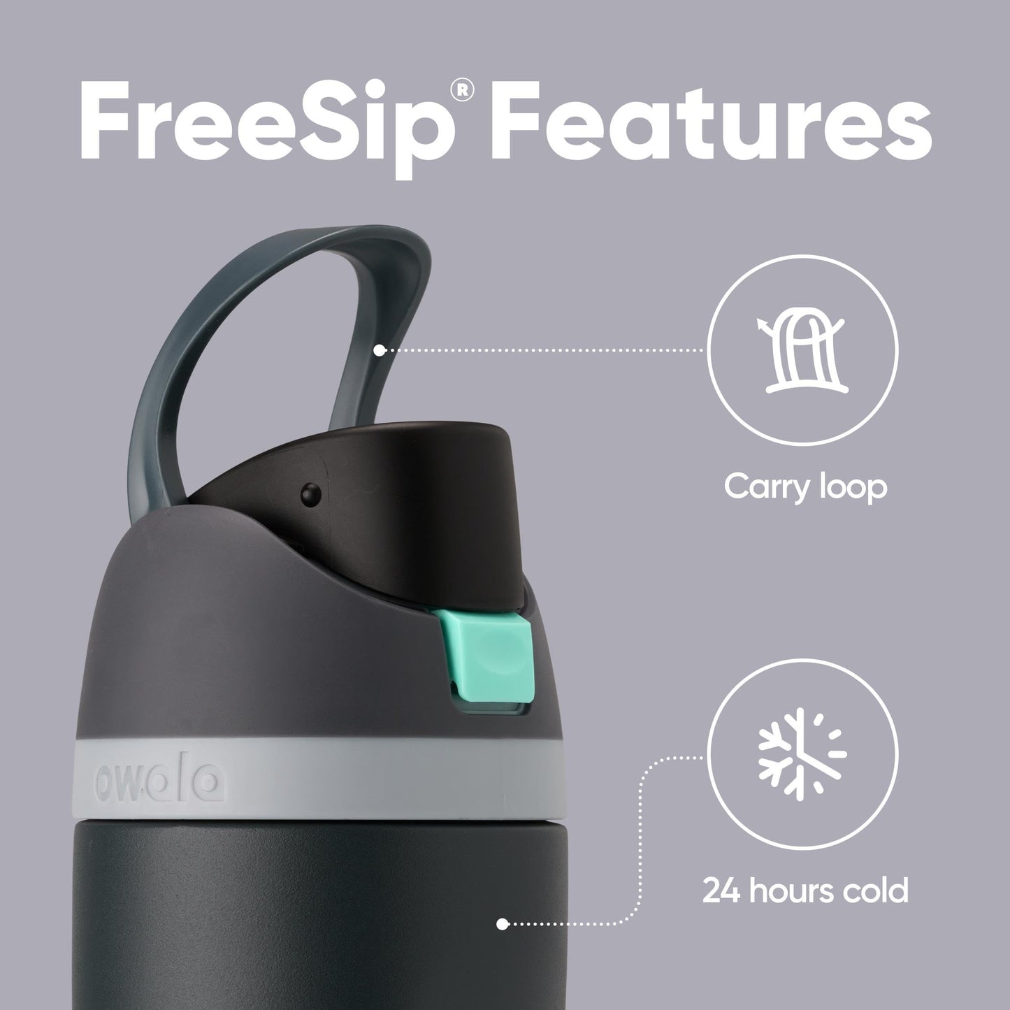 Owala FreeSip Insulated Stainless Steel Water Bottle, 710ml, Foggy Tide