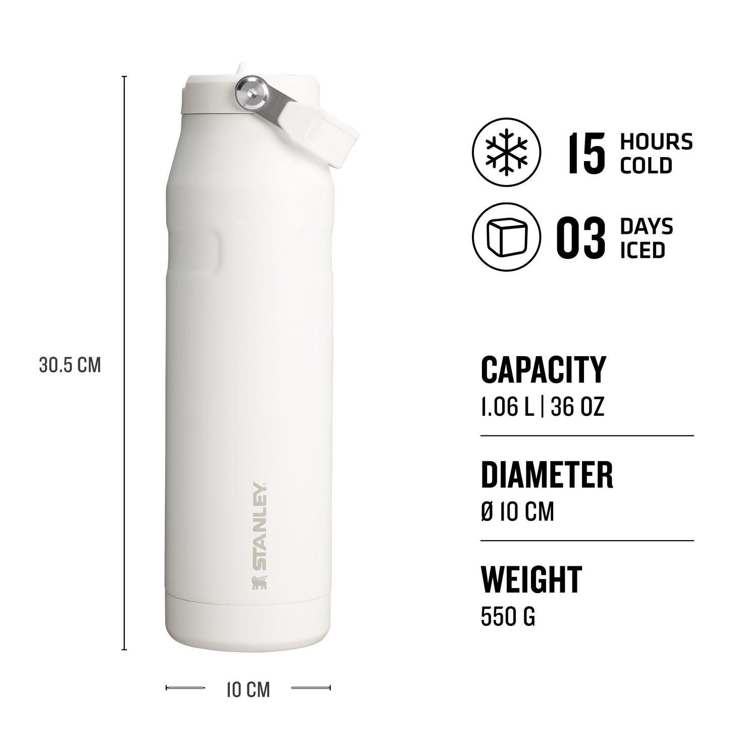 Stanley Flip Straw 2.0 Sports Water Bottle With Straw 1.06L - Frost