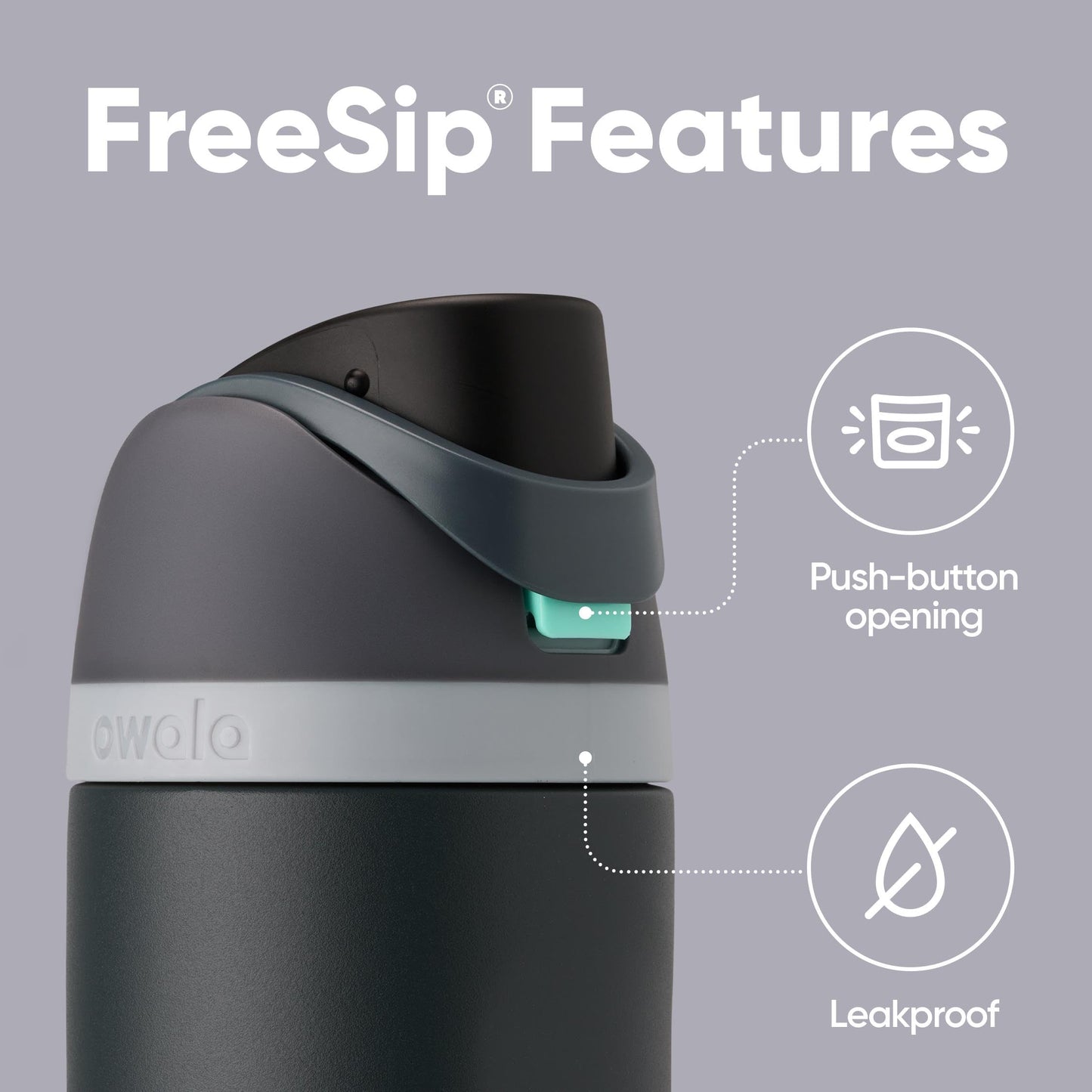 Owala FreeSip Insulated Stainless Steel Water Bottle, 710ml, Foggy Tide