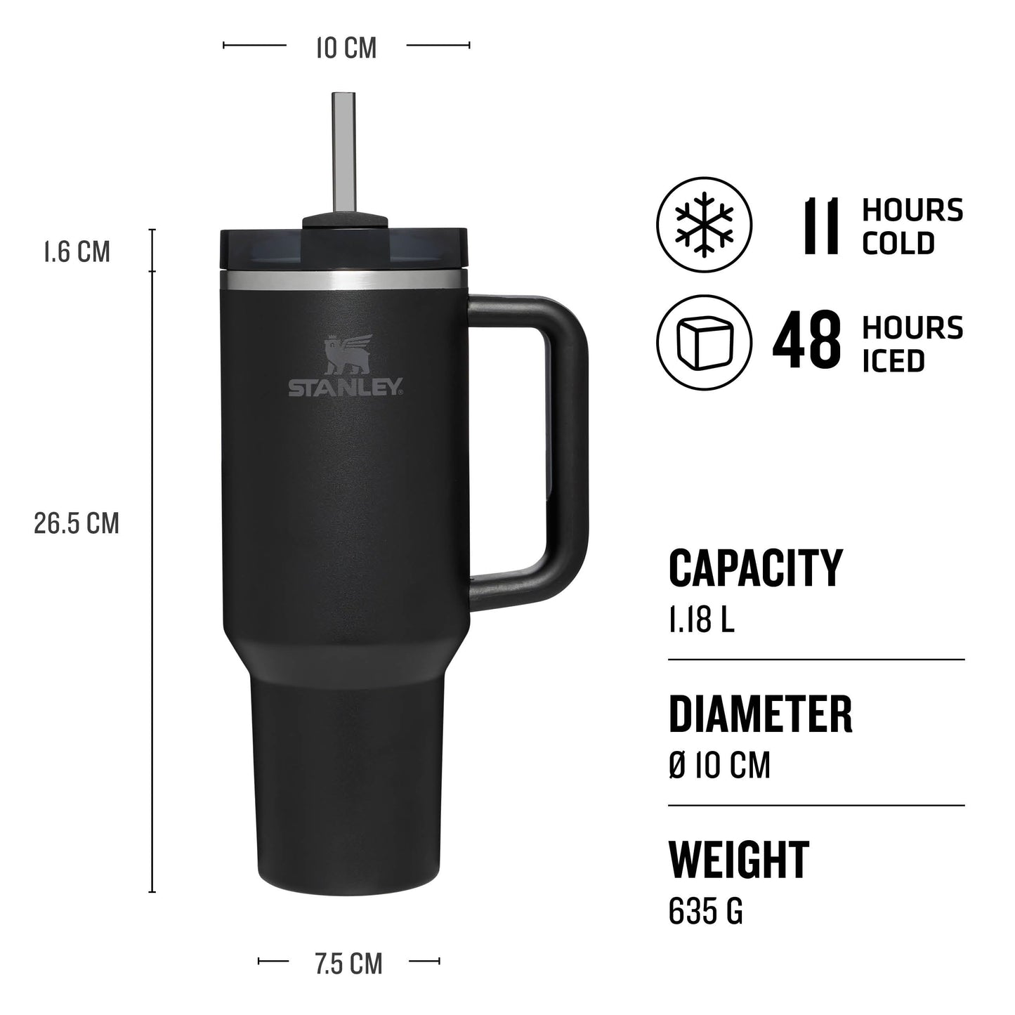 Stanley Quencher H2.0 Flowstate Tumbler 1.2L - Black